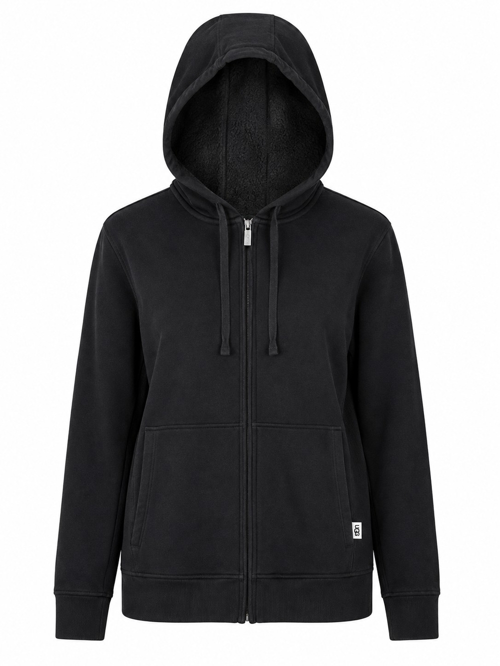 UGG | Cozy Black Fuzzy Lined Full Zip Hoodie Sweatshirt Jacket Loungewear | M